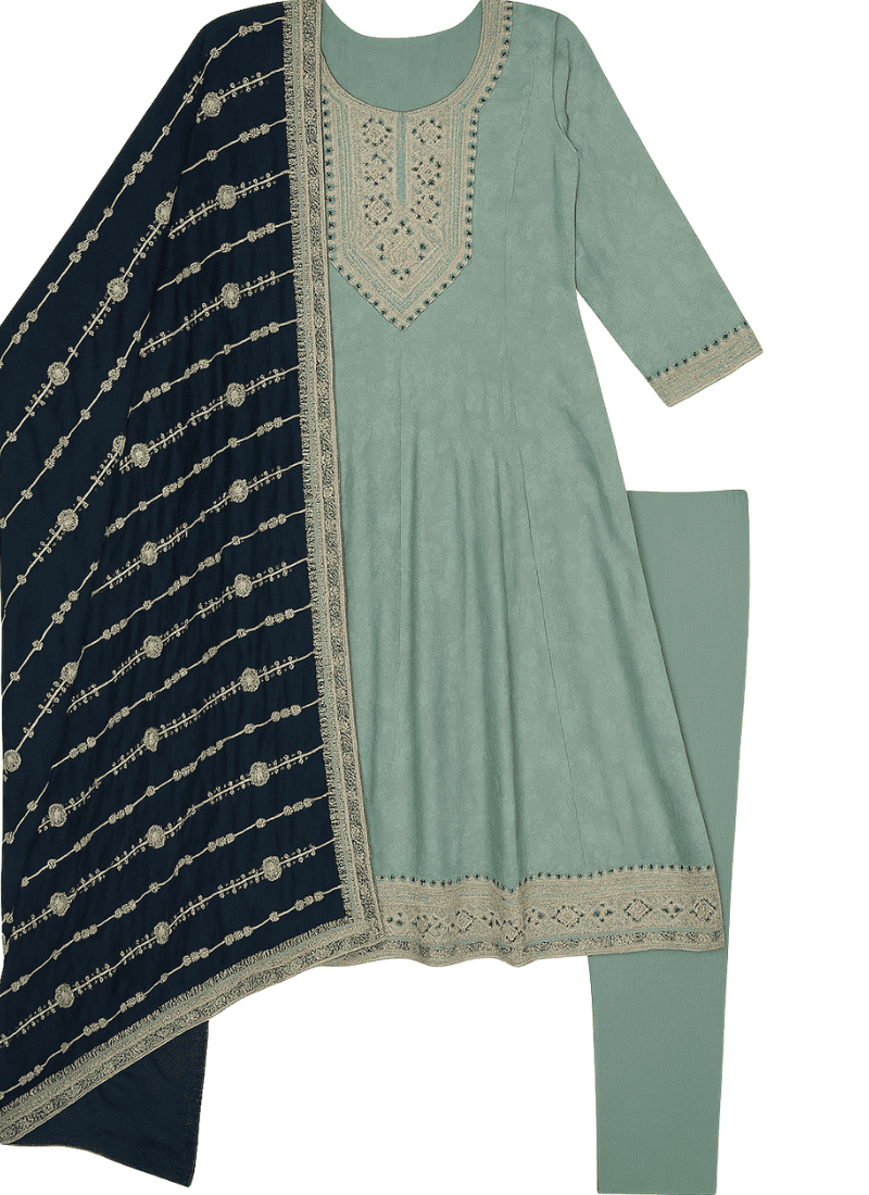 Mint Elegance Anarkali Set | thebluemoonshop.com
