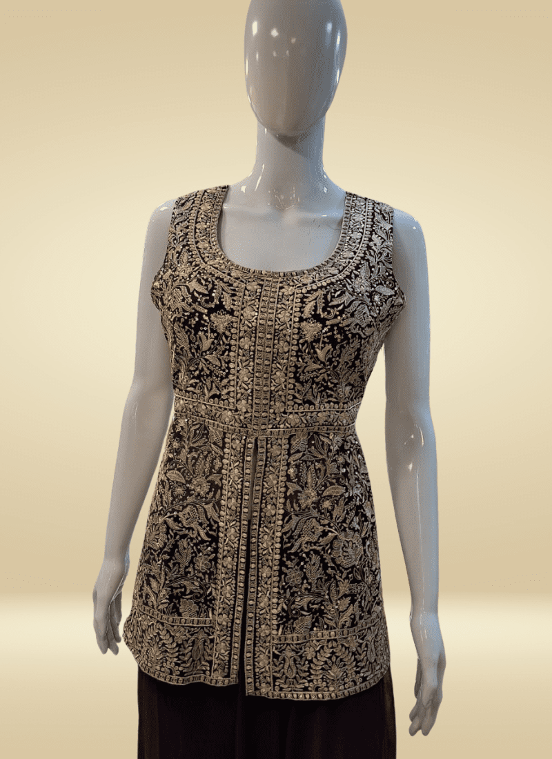 Royal Maroon Zari Sharara Set | thebluemoonshop.com