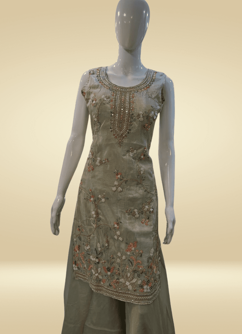 Sage Garden Embroidered Sharara | thebluemoonshop.com