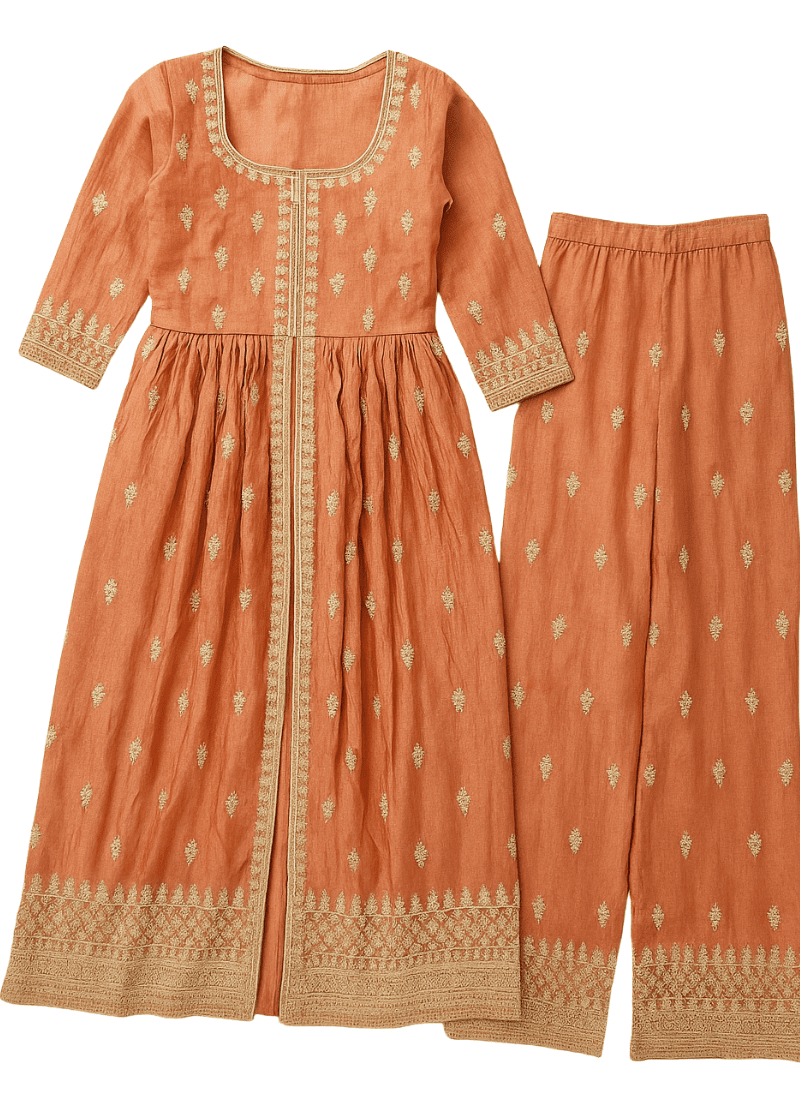 Noor Enchantment Frontcut with Palazzo | thebluemoonshop.com