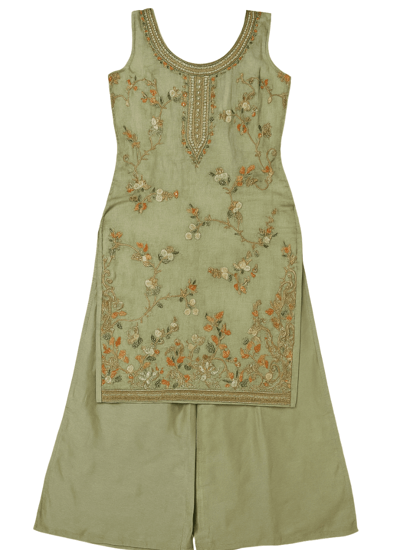 Sage Garden Embroidered Sharara | thebluemoonshop.com