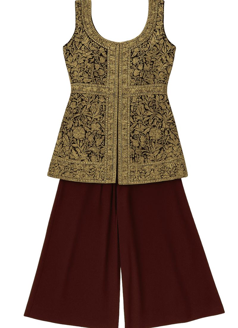 Royal Maroon Zari Sharara Set | thebluemoonshop.com
